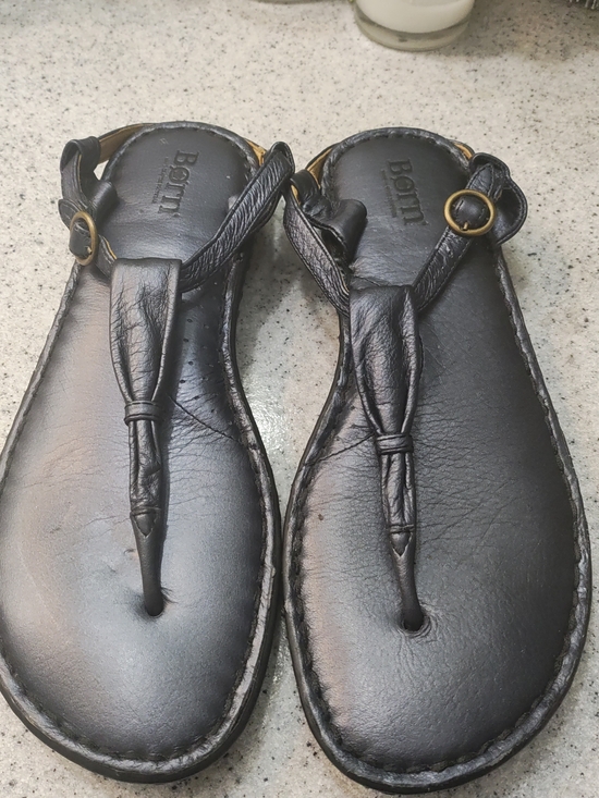 Born Shoes - Born Navy Blue 🌌Leather T-Strap Women's Sandals🧐